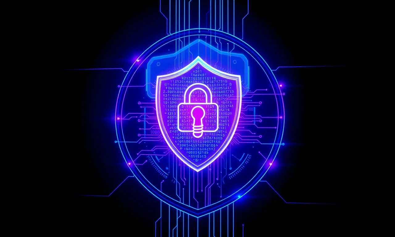 A glowing shield enclosing secure data streams inside a corporate perimeter