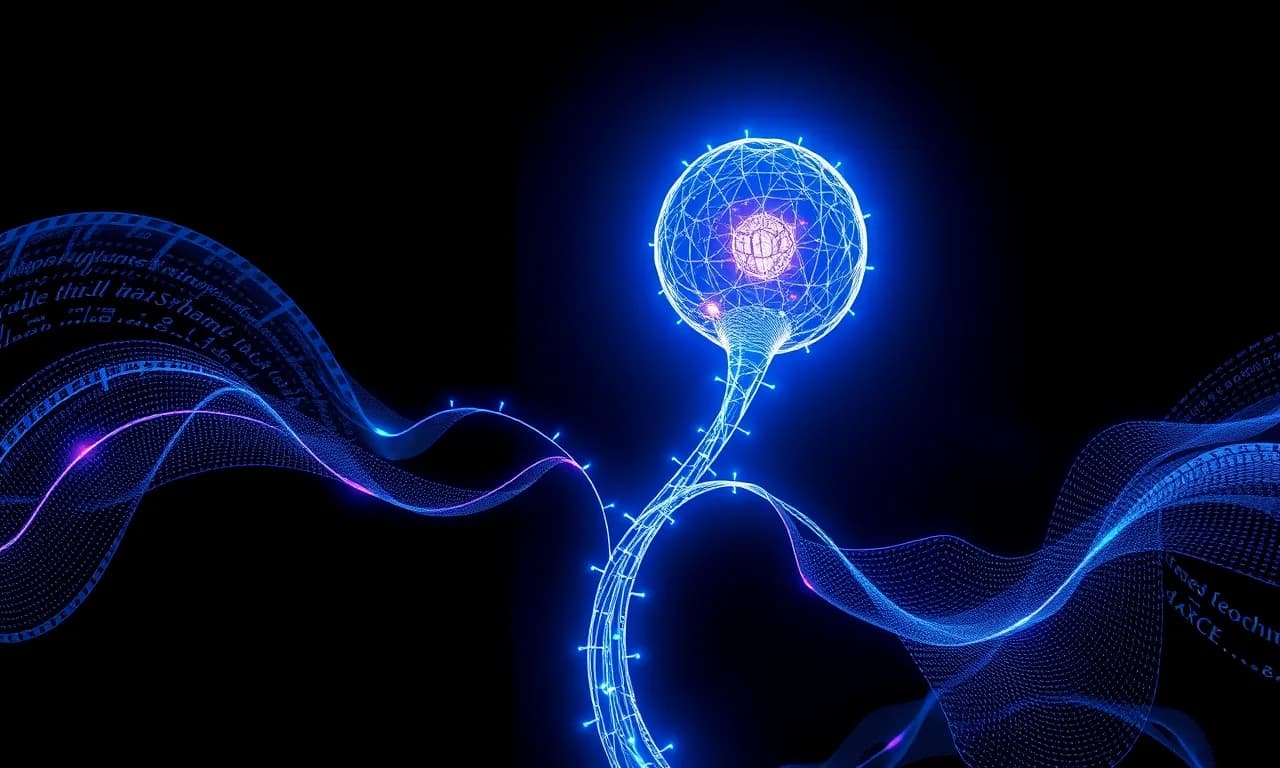 A glowing seed of light branching into streams of writing, imagery, sound and film