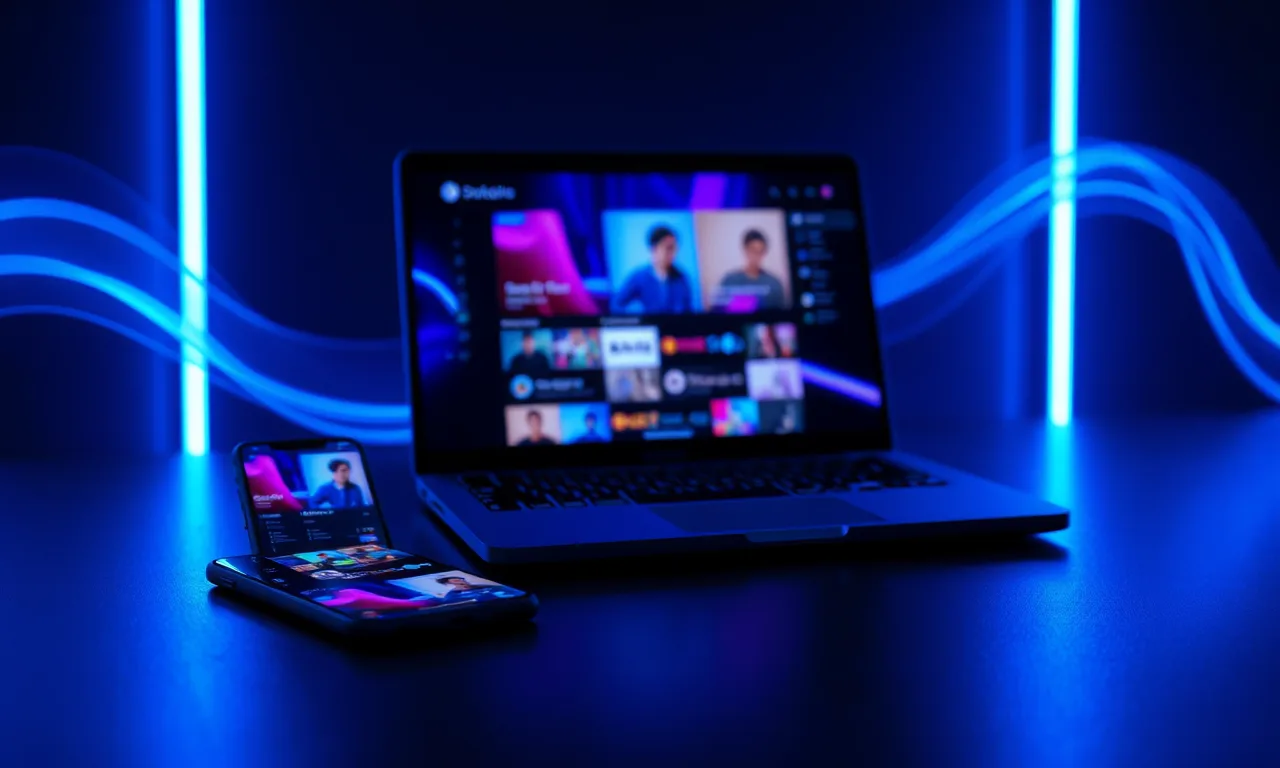 Abstract multichannel content flowing across a phone, laptop and tablet