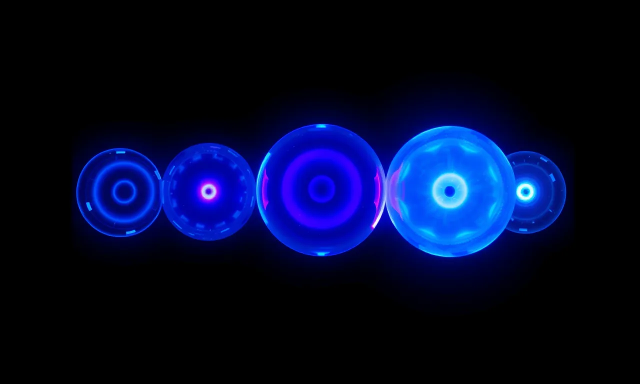 Five distinct glowing orbs representing competing AI language models