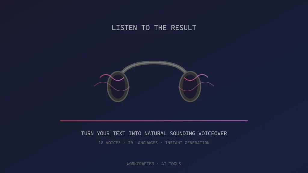 A person listening to AI-generated voiceover on headphones