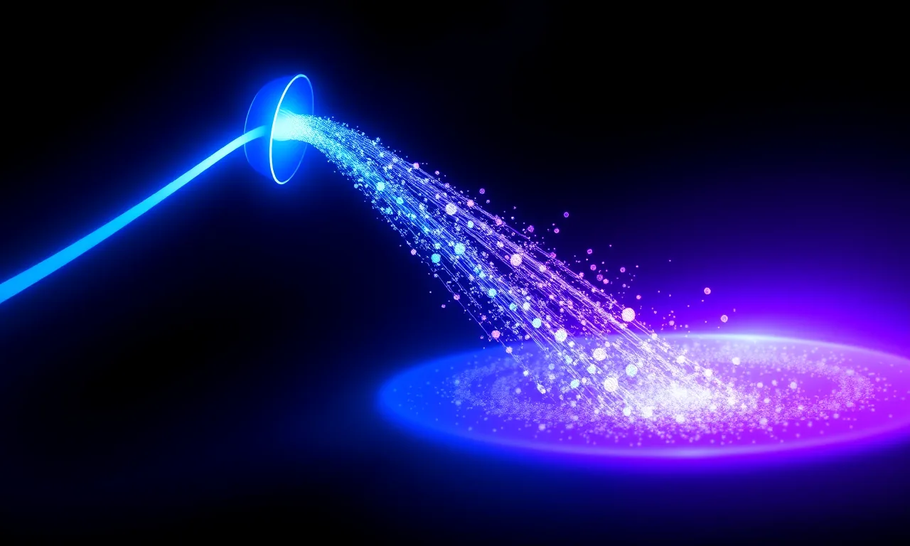 A glowing funnel channeling streams of light particles into a pool of value