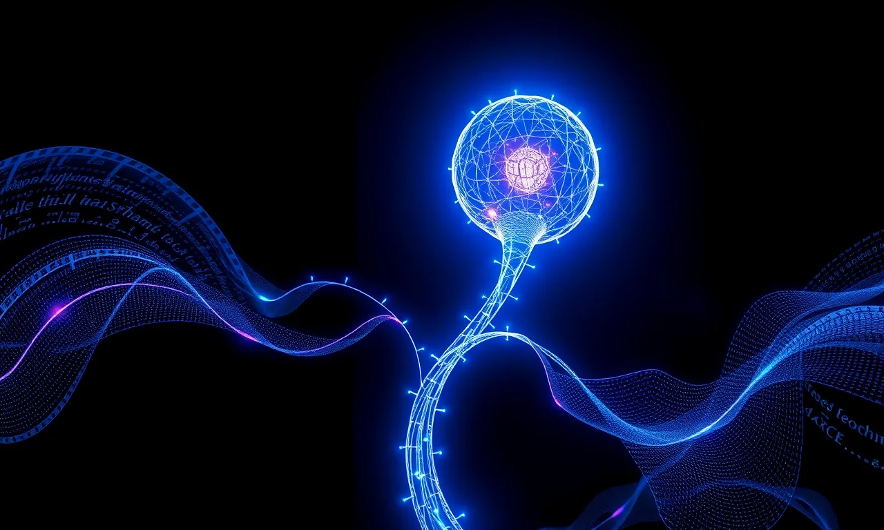 A glowing seed of light branching into streams of writing, imagery, sound and film